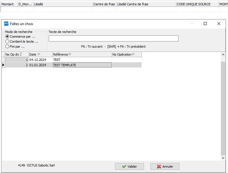 Liste des templates disponibles