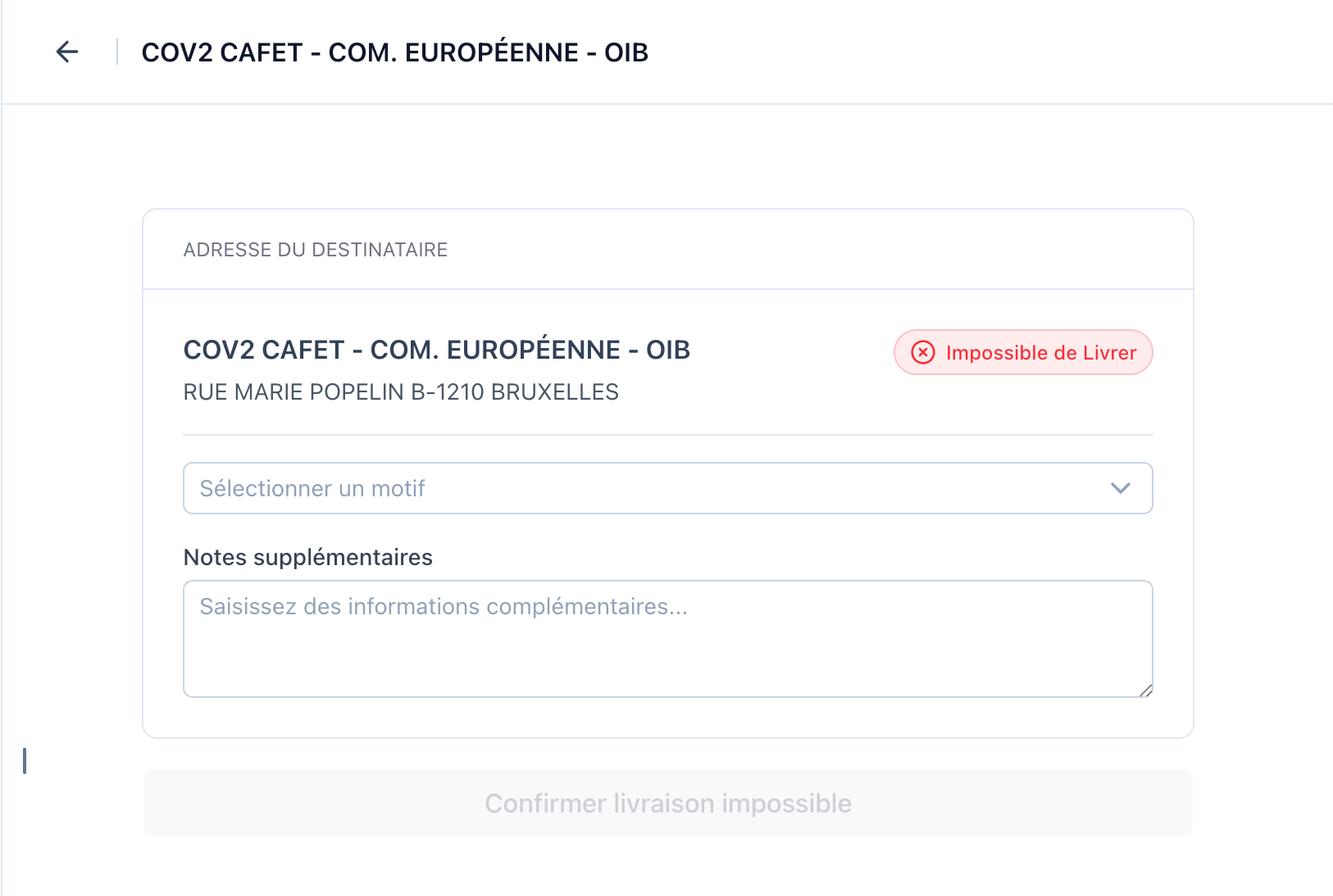 Impossible de livrer
